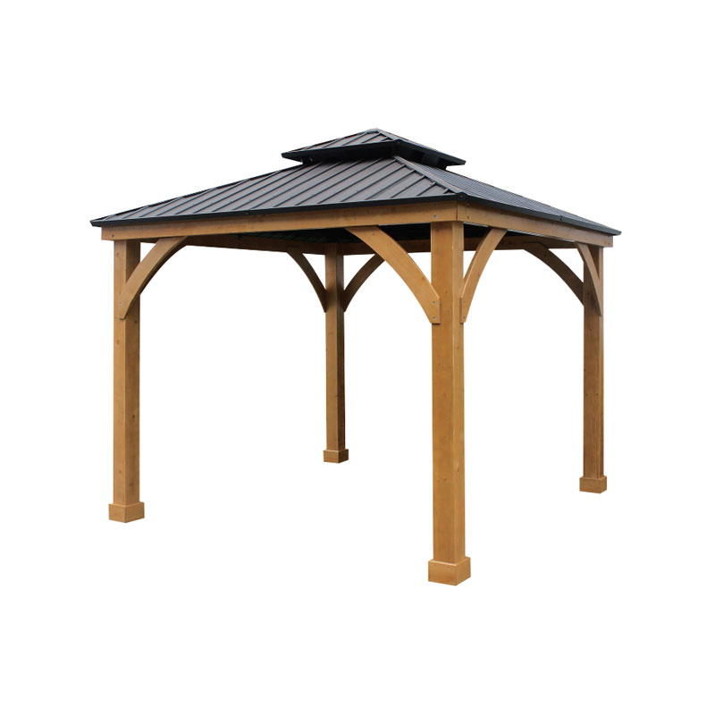 Double Metal Roof Wooden Gazebo